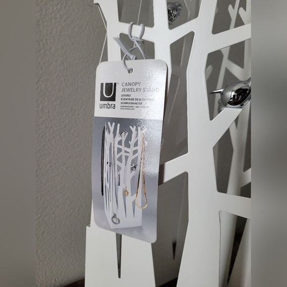 UMBRA NEW white metal tree jewellery holder with chrome birds - Picture 2 of 7